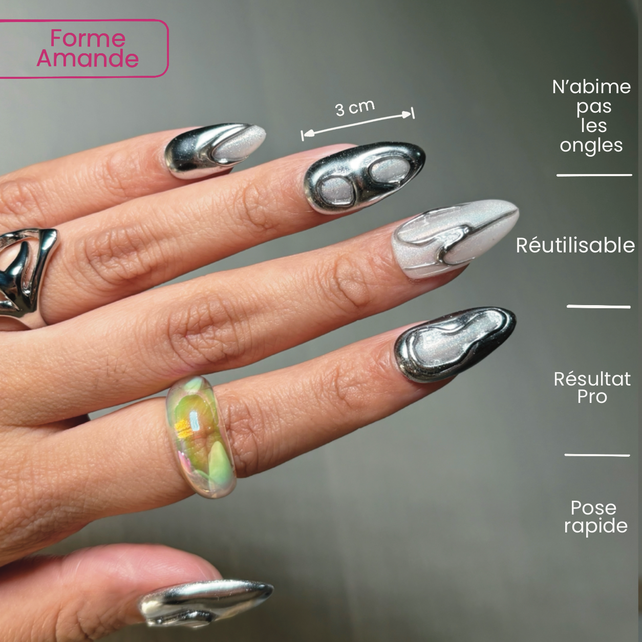 Press-On Silver Chrome